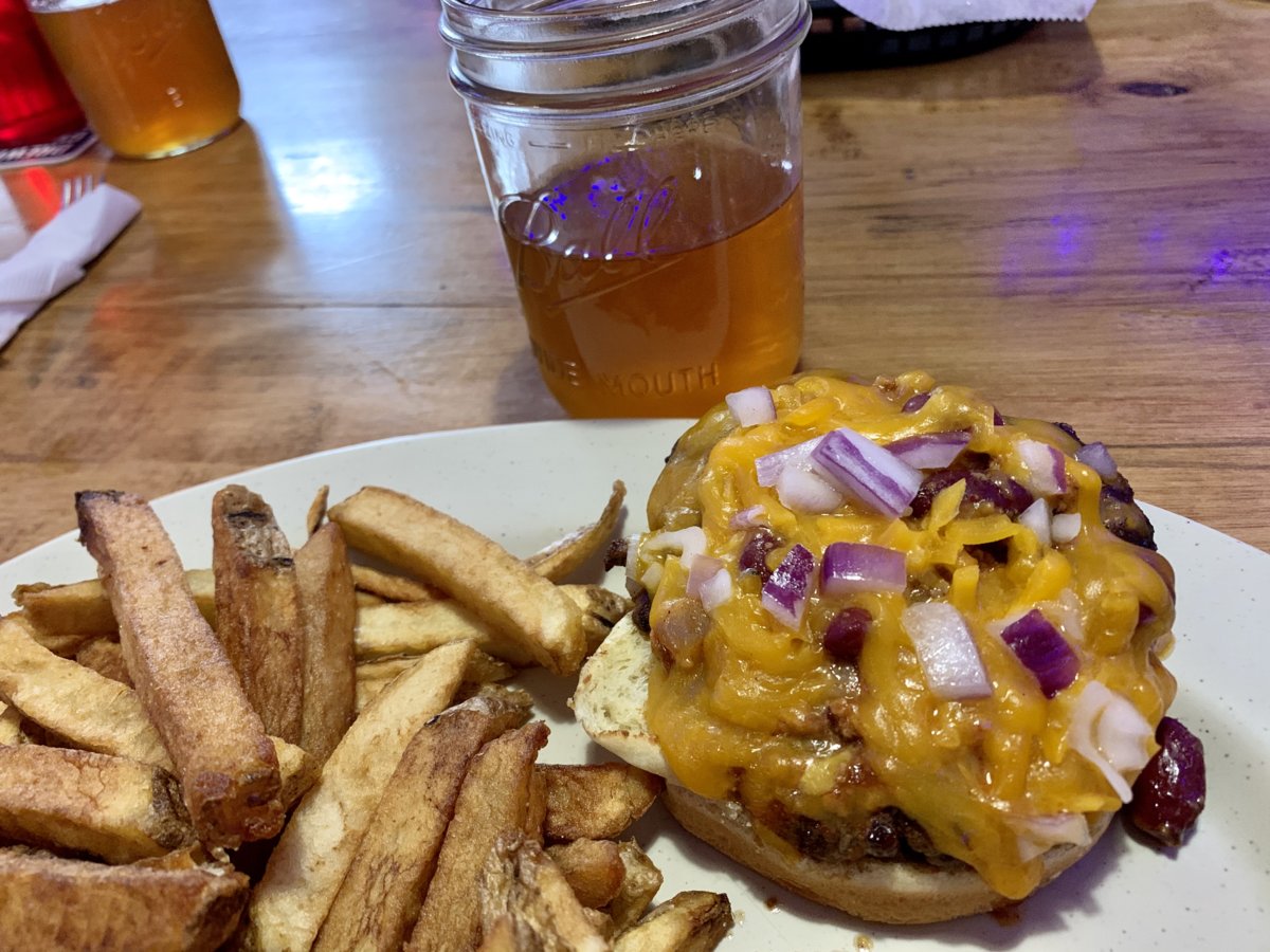 Chili Burger And Fries