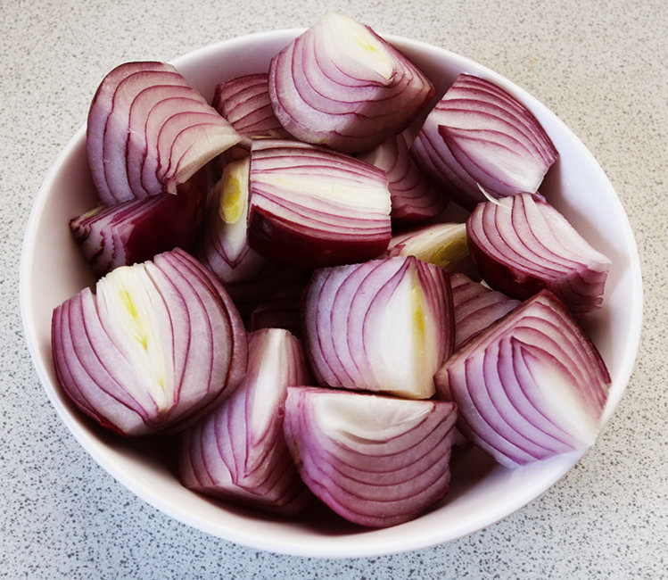 Chopped red onion.