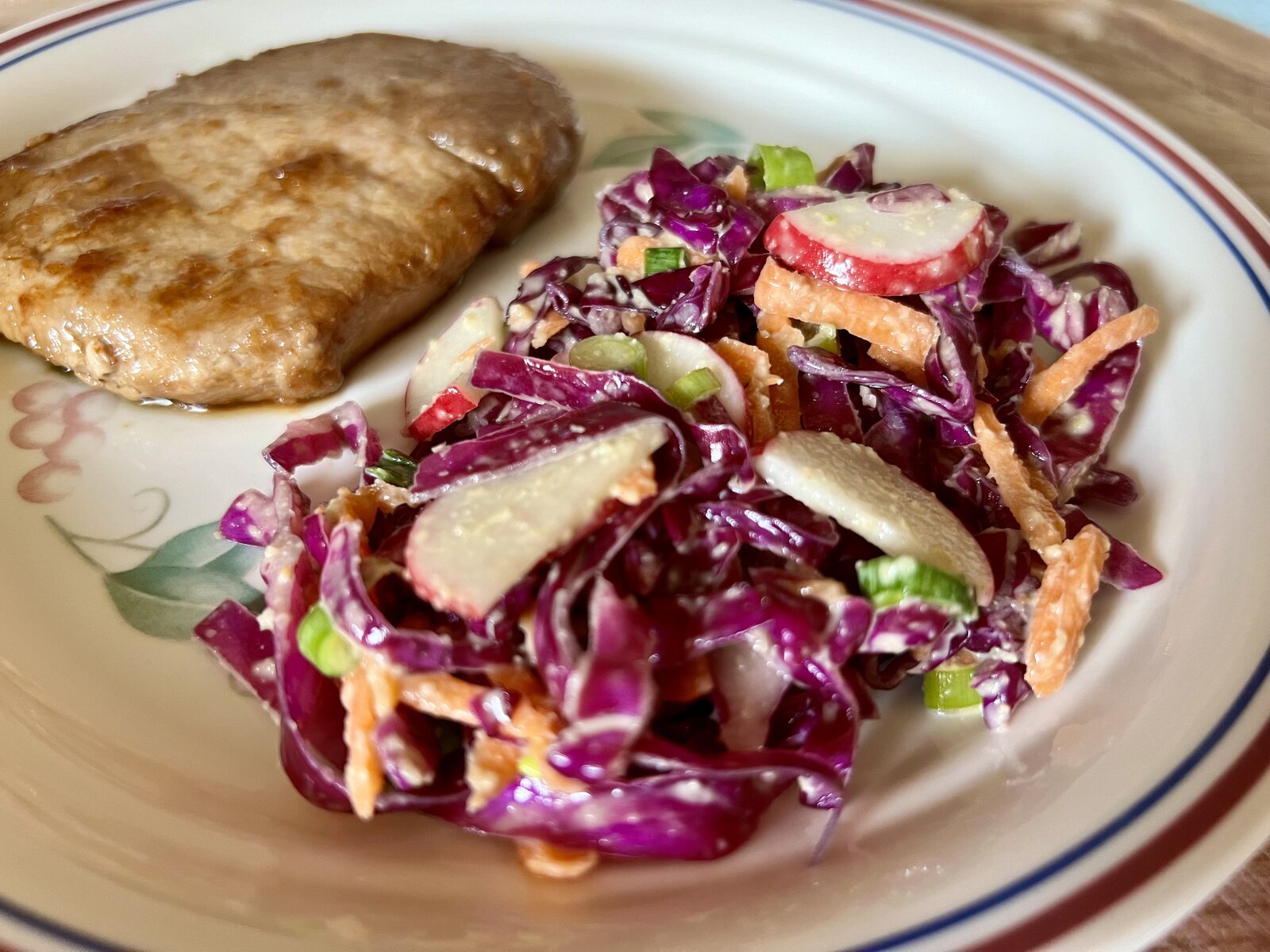 Confetti Cabbage Salad & Pork Chop