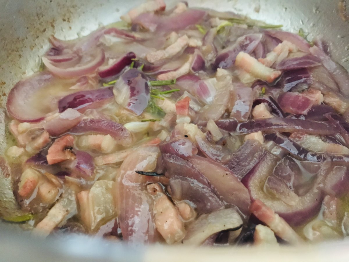Cooked red onions and smoked pancetta.jpeg