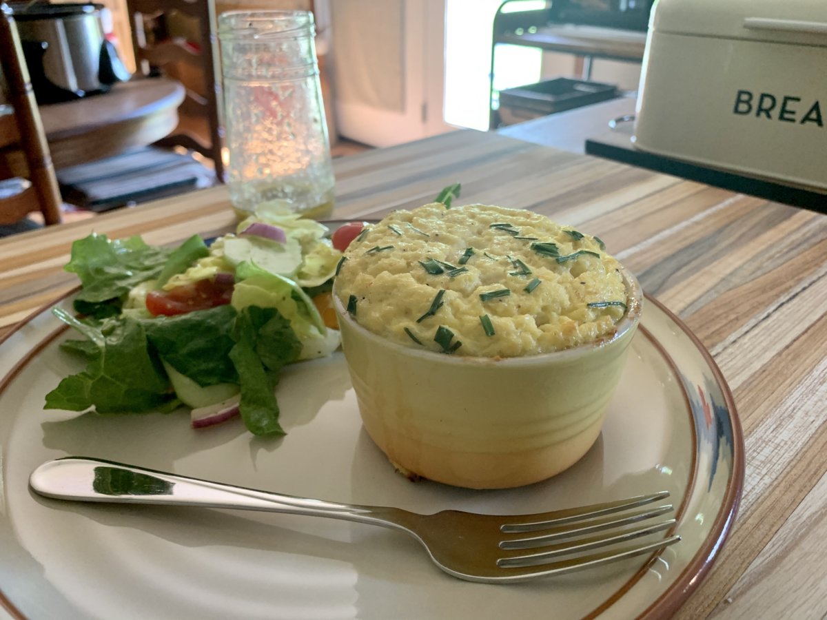 Corn Soufflé And Salad