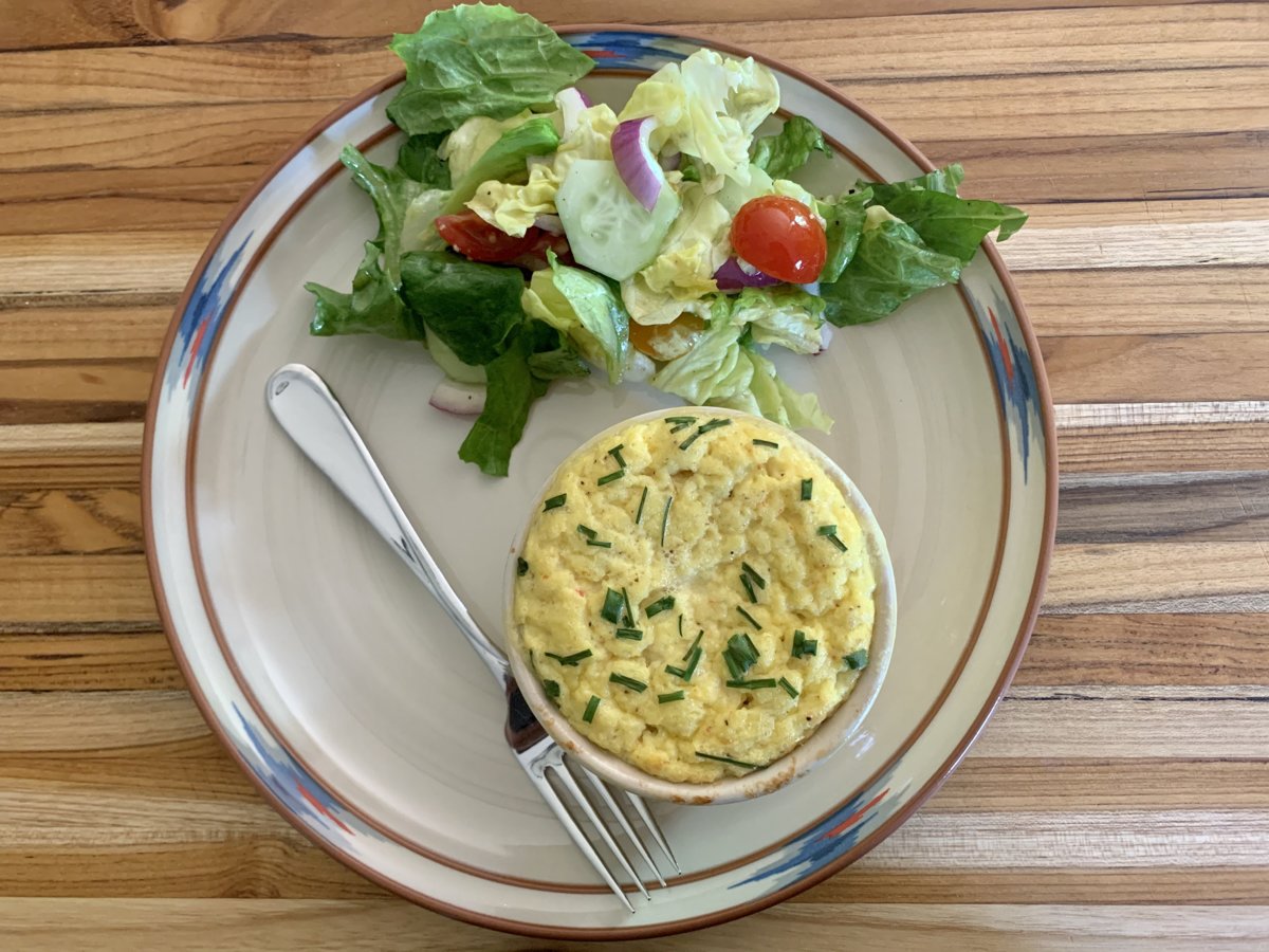 Corn Soufflé And Salad