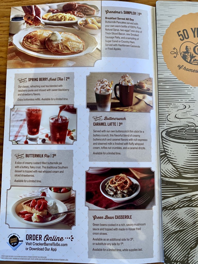 Cracker Barrel Menu 2