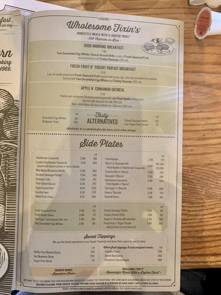 Cracker Barrel Menu 7