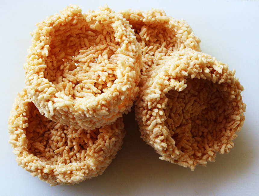 Crispy rice nests.