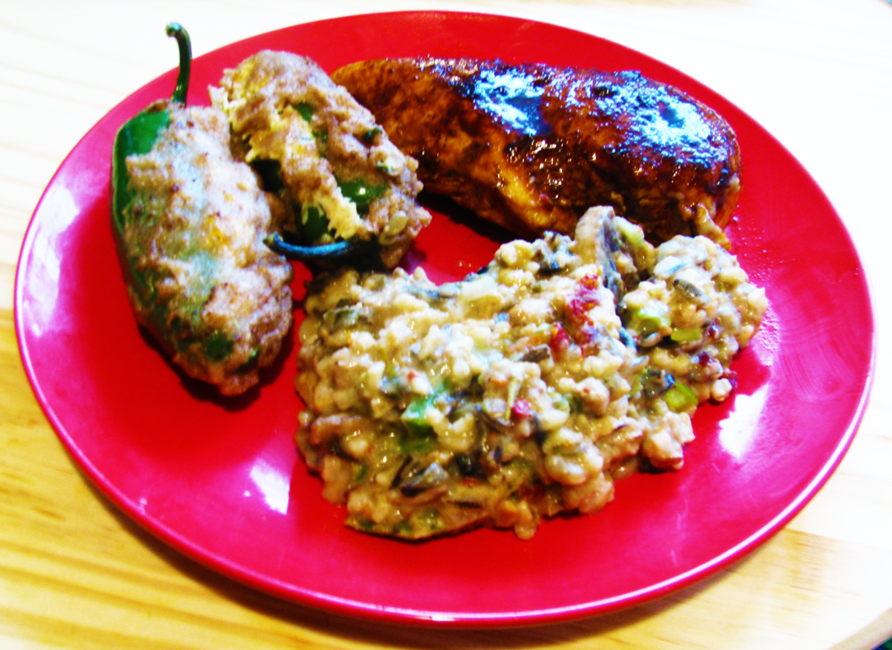 Crystal Cayenne and PickaPeppa Sauce Chicken, Jalapeno Poppers and Aromatic Rice