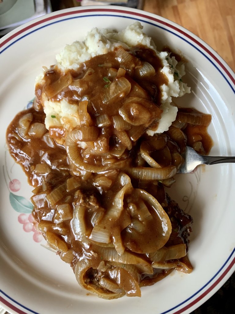 Cube Steak And Mash W/ Onion Gravy