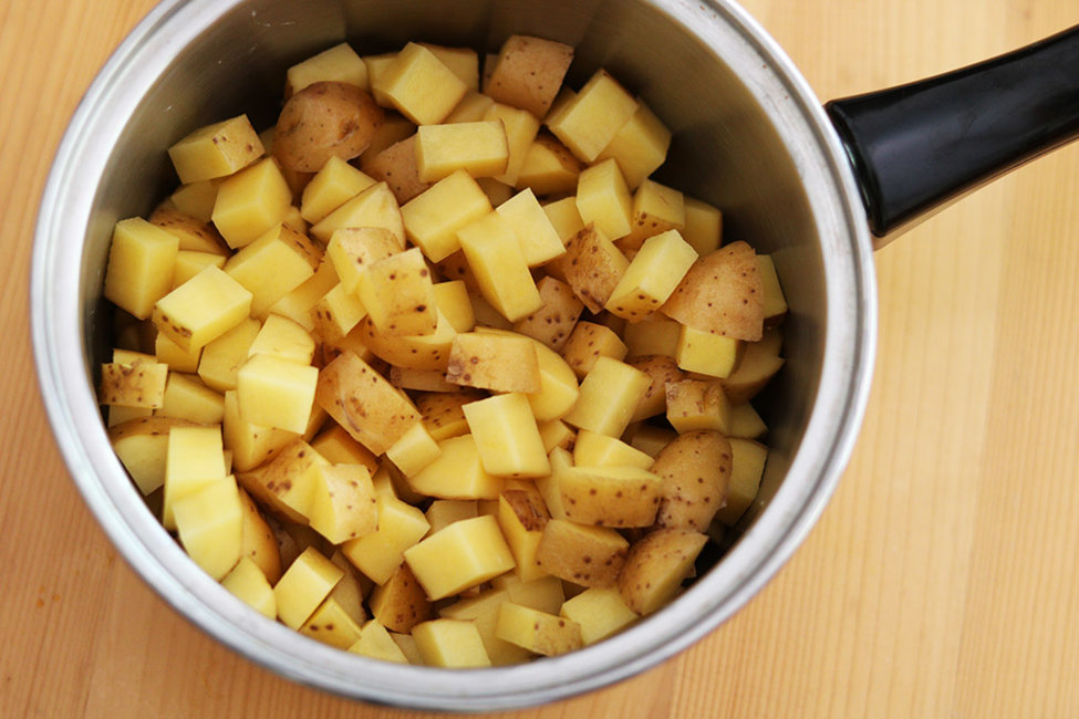 Cut potatoes prior to boiling.