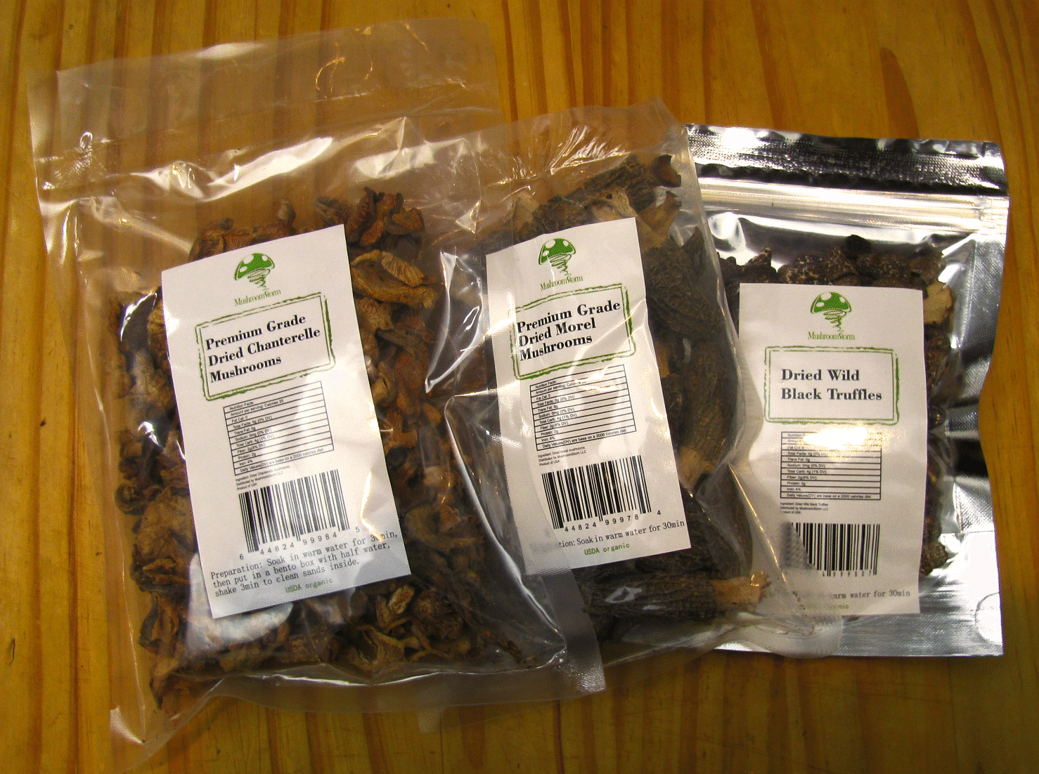 Dried Mushrooms (Morels, Chanterelles and Black Truffles)