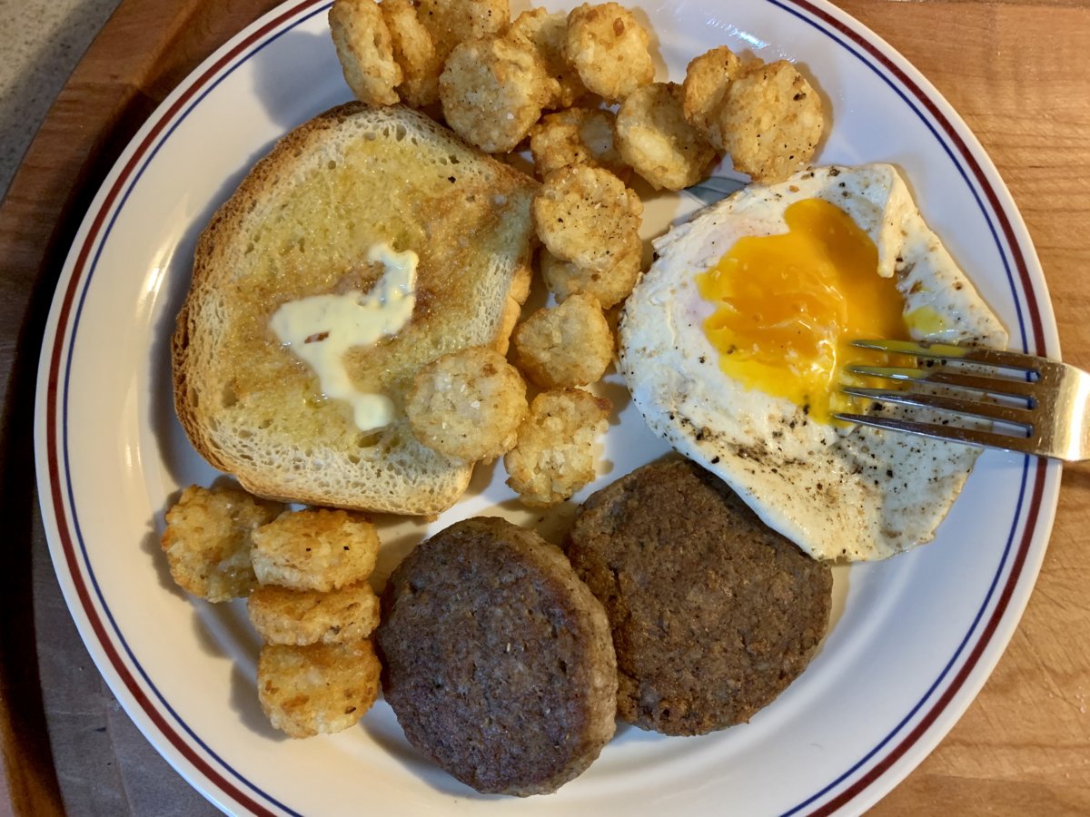 Egg, Sausage, Potatoes, And Toast