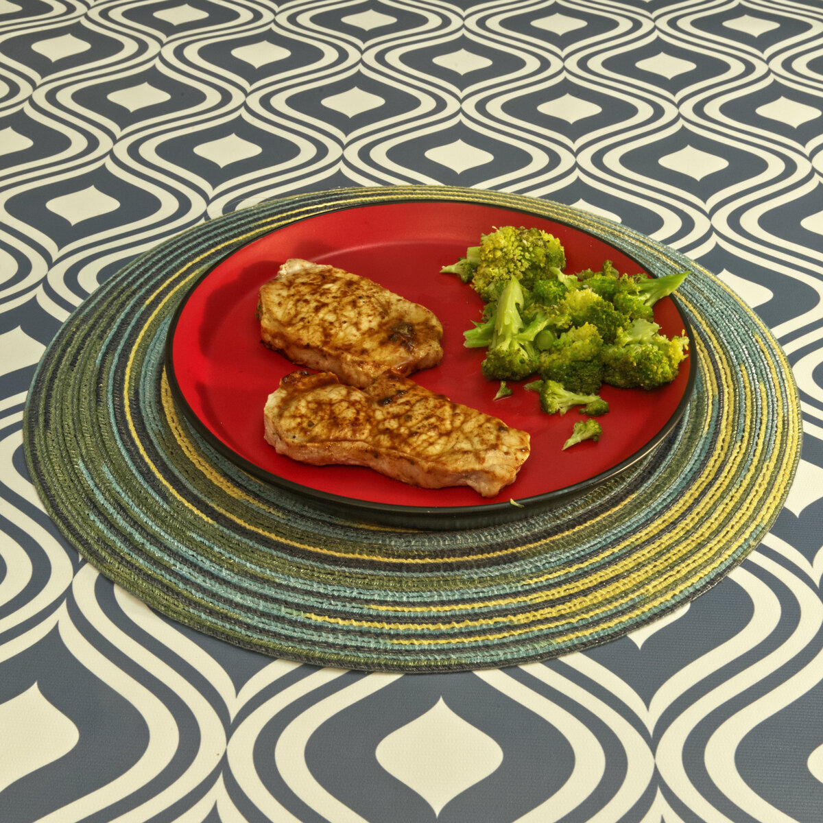 Fried Boneless Pork Cutlets and Broccoli