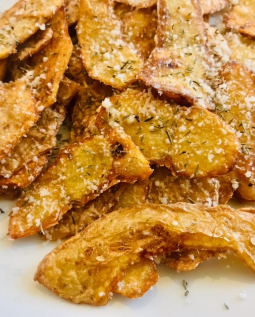 Fried Potato Skins flavoured with Pecorino and Thyme.JPG