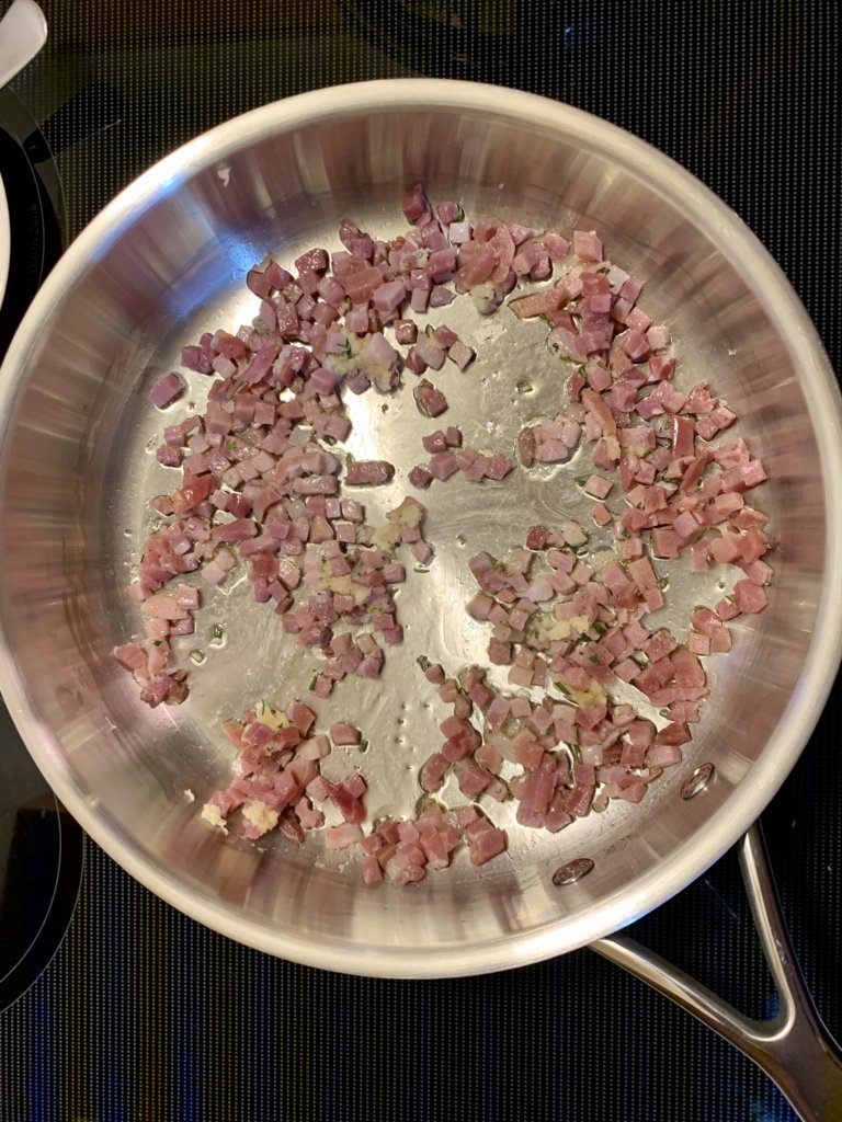 Frying the pancetta