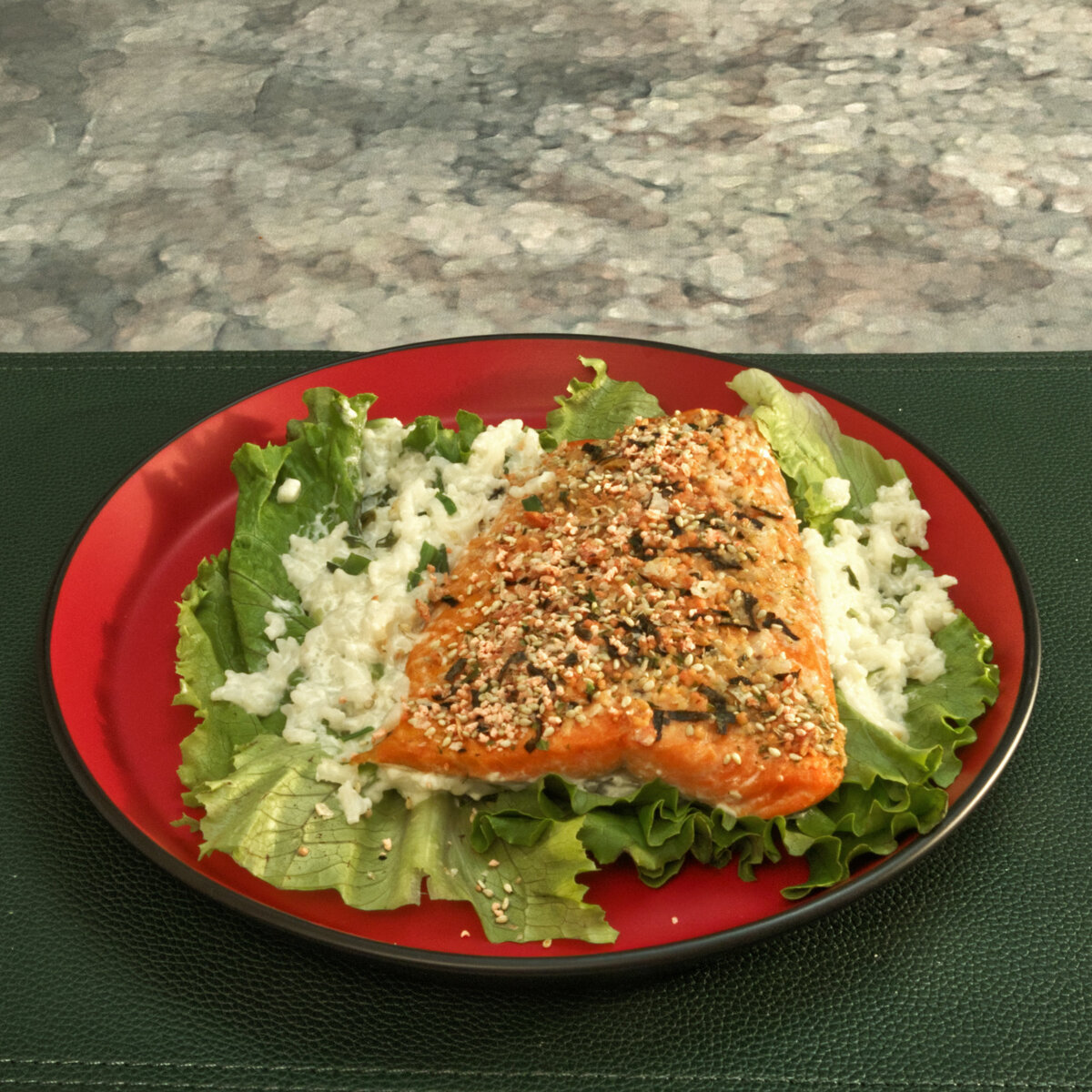 Furikake Salmon on Creamed Scallion Rice