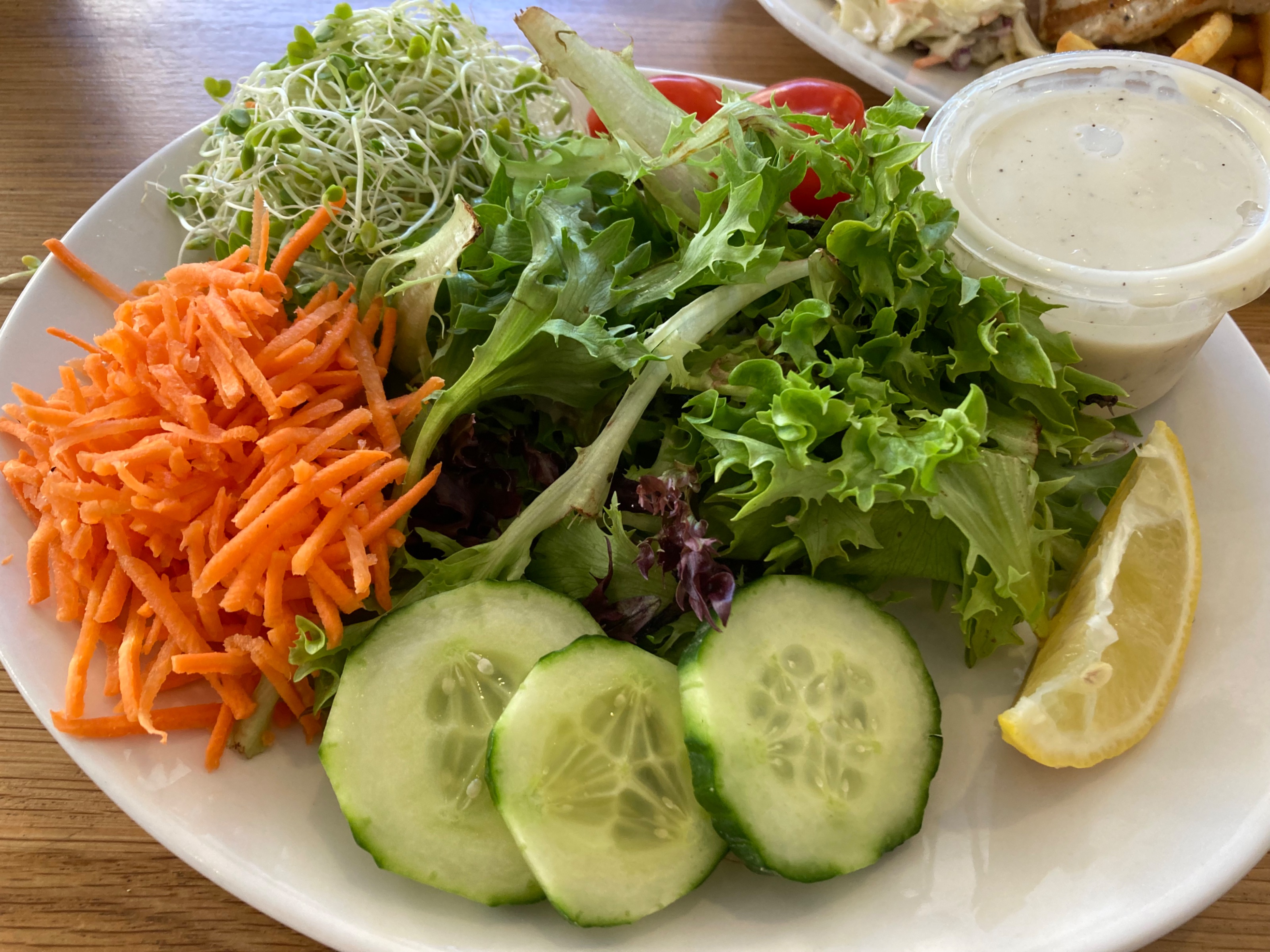Garden salad with papaya salad dressing