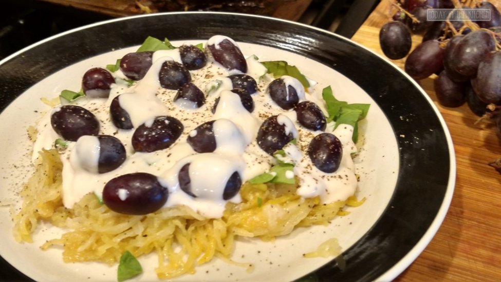 Grapes Alfredo with Spaghetti Squash