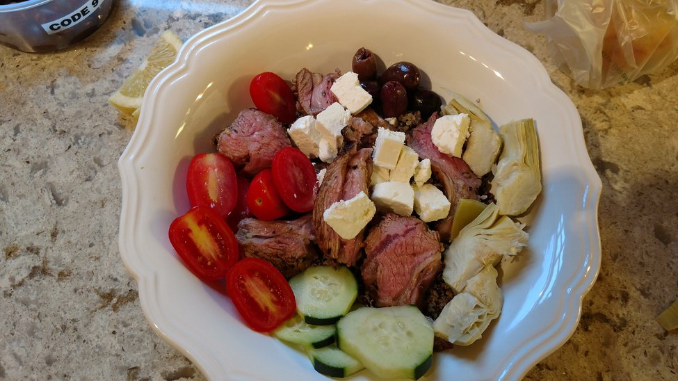 Grilled lamb Souvlaki Bowls