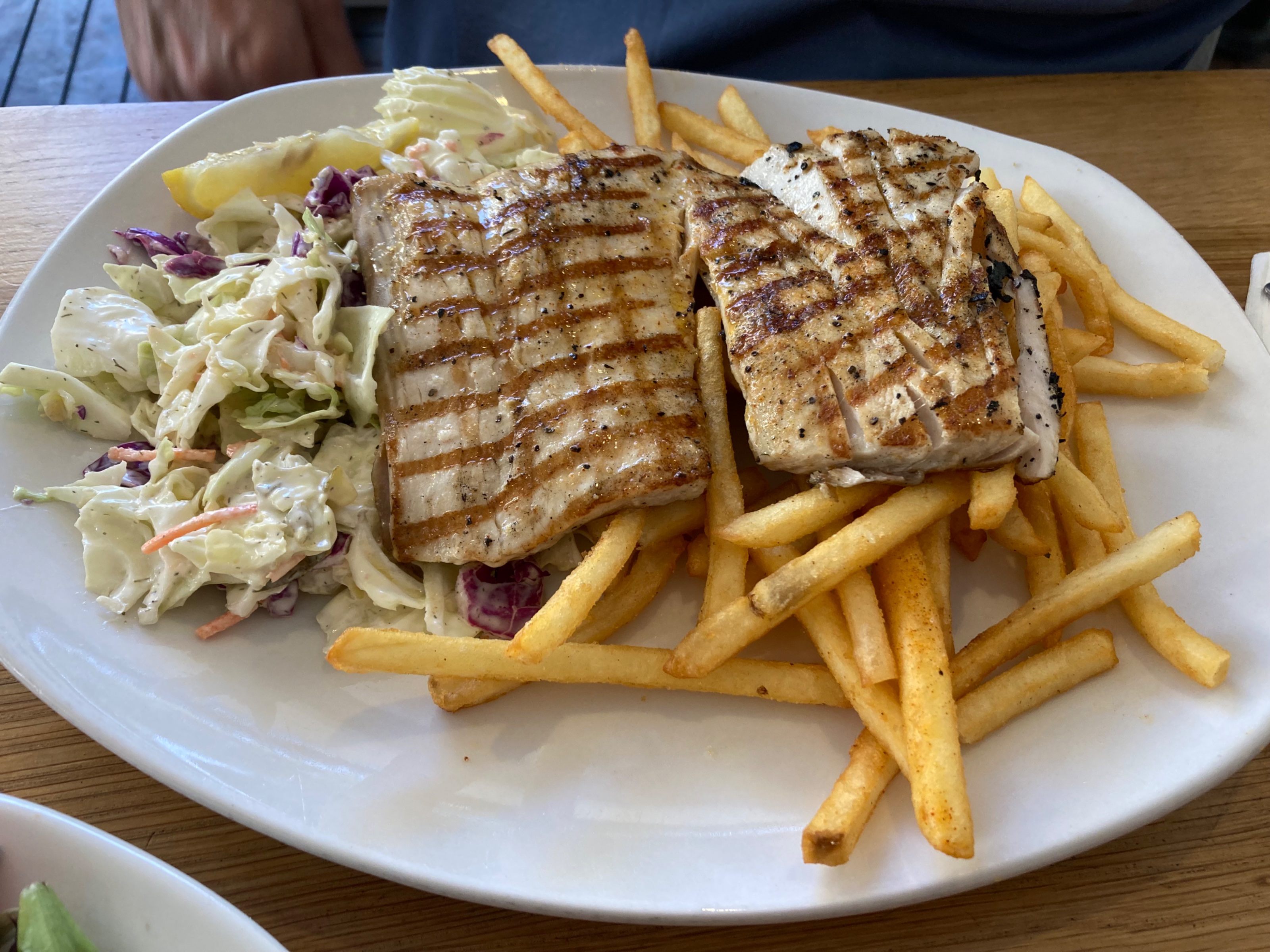 Grilled mahi mahi with fries