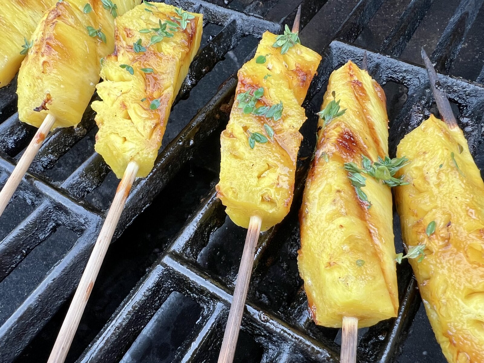 Grilled Pineapple Skewers with Honey-Thyme Glaze