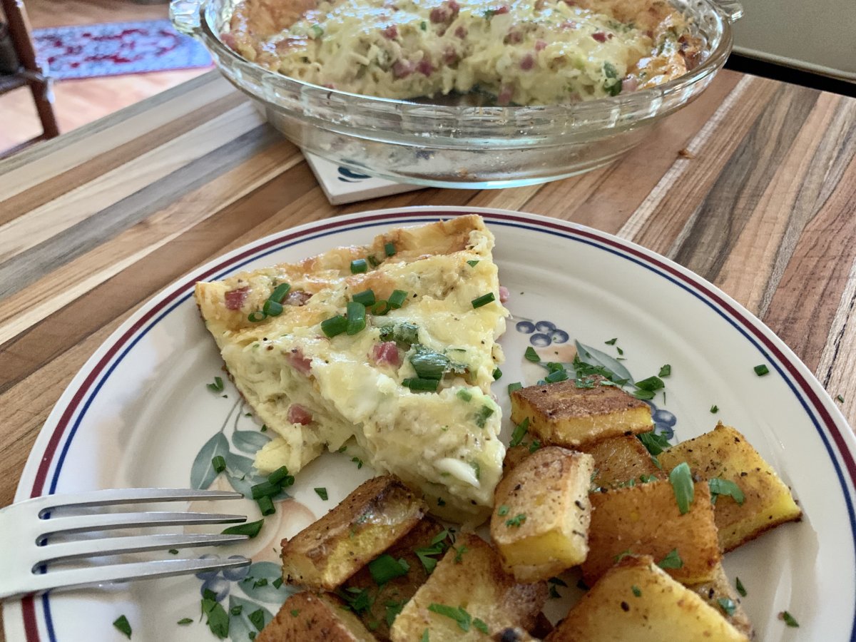 Ham And Cheese Impossible Pie And Fried Potatoes