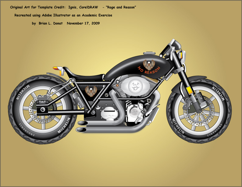 Harley Davidson Motorcycle Digital Drawing