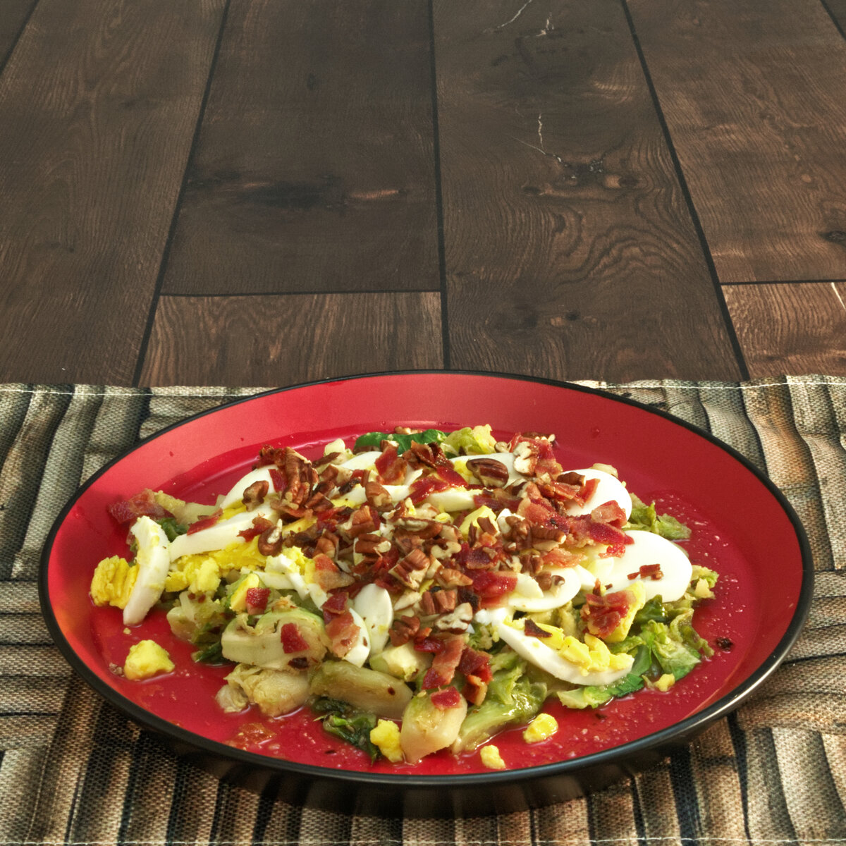 Honey, Bacon and Eggs Brussel Sprouts Salad