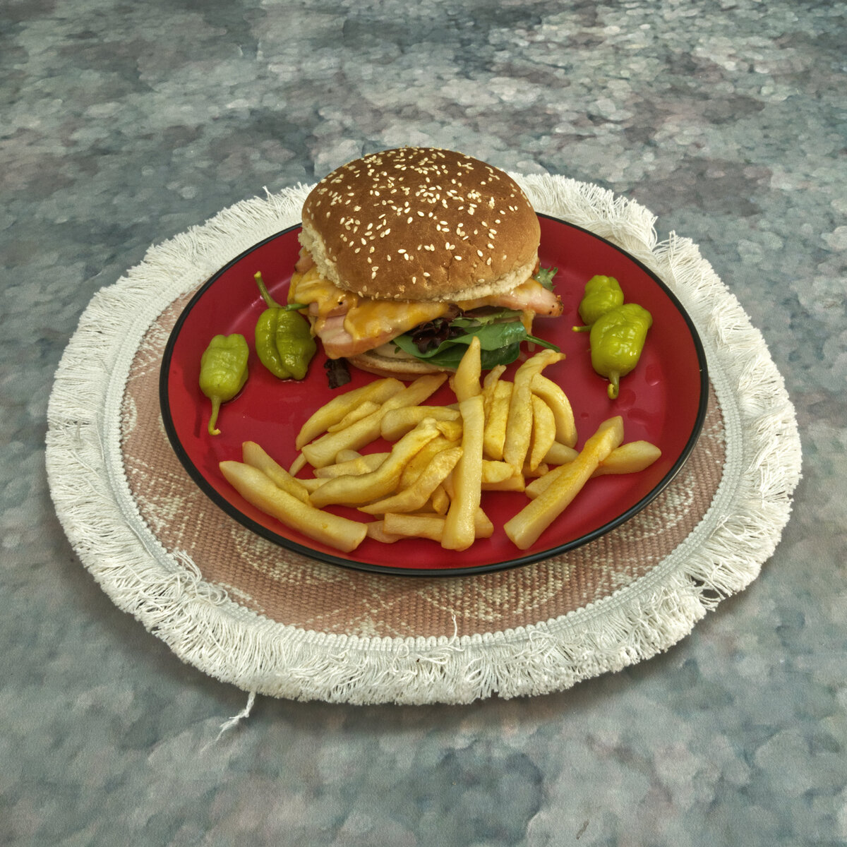 Hot Turkey and Melted Cheese Sandwich with French Fries