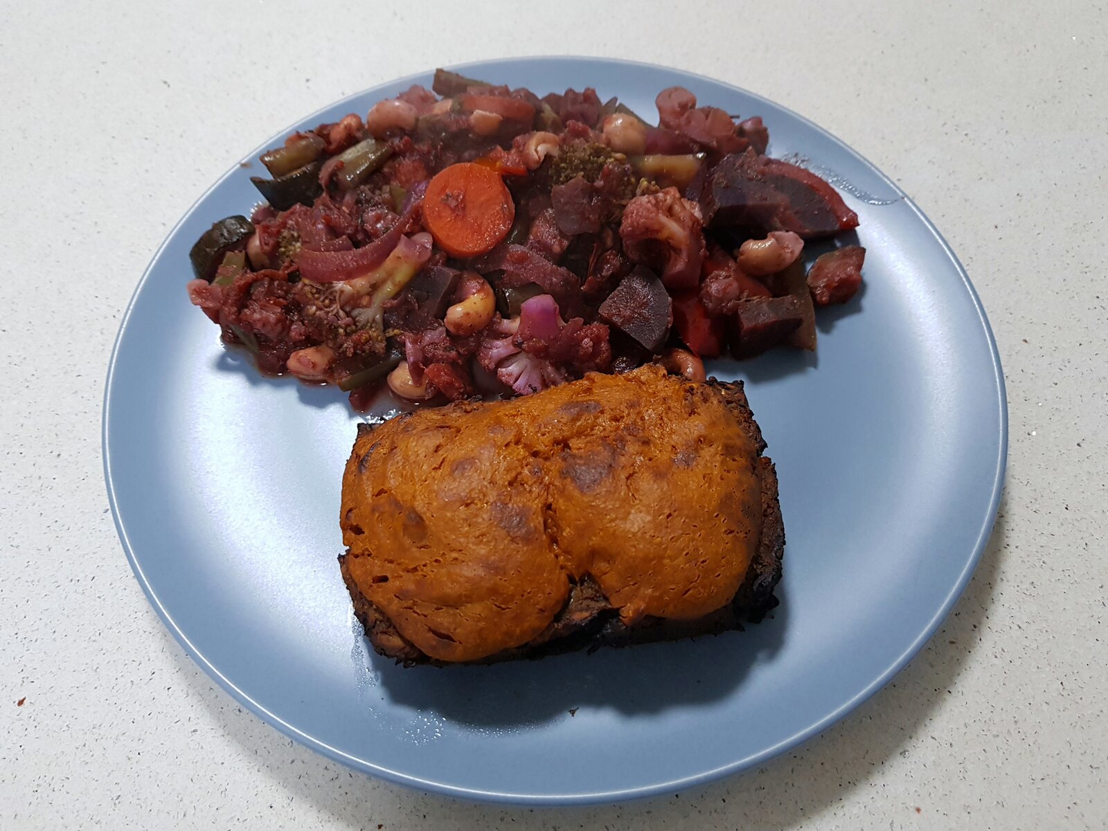 Indian ratatouille with tempeh loaf