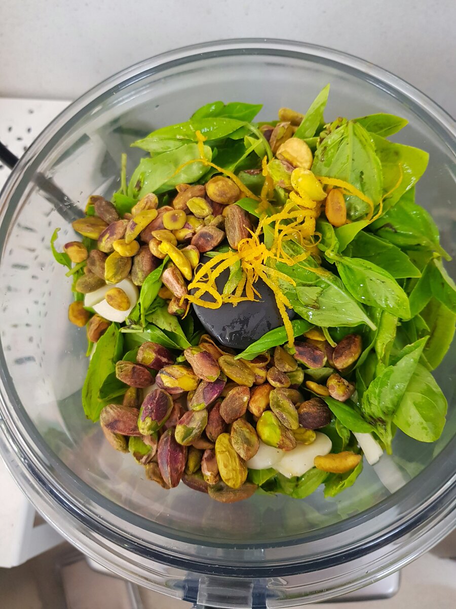 Into the food processor bowl