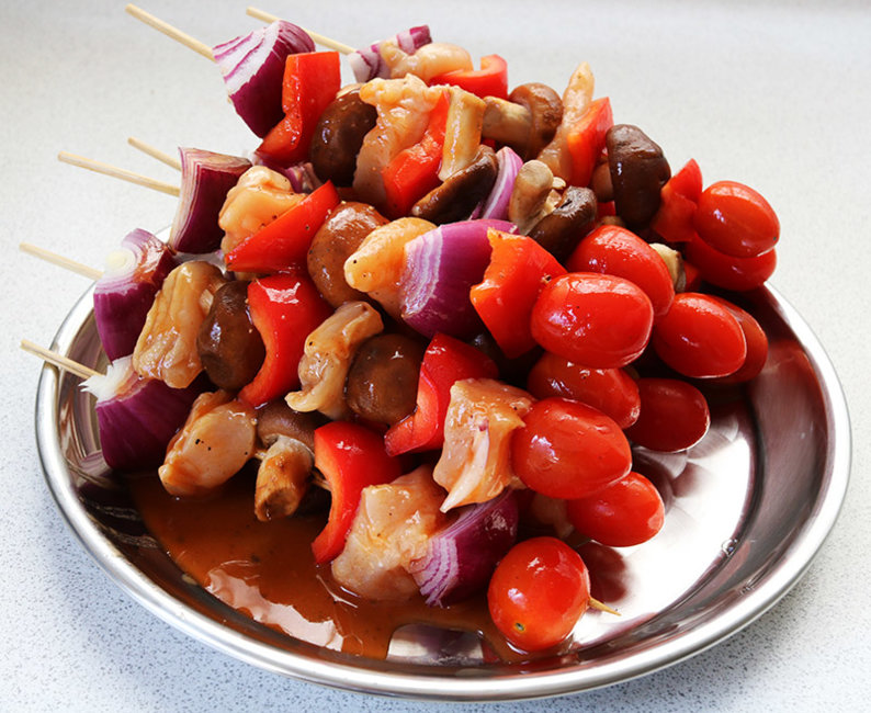 Kebabs ready for the oven.