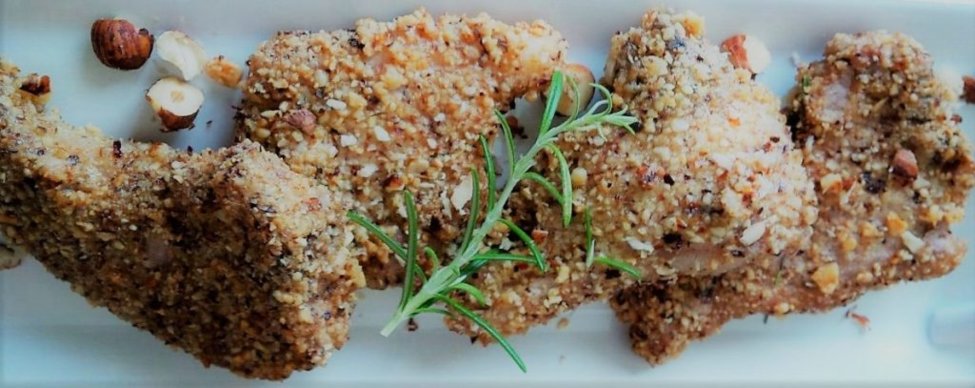 Lamb spareribs with hazelnut breading