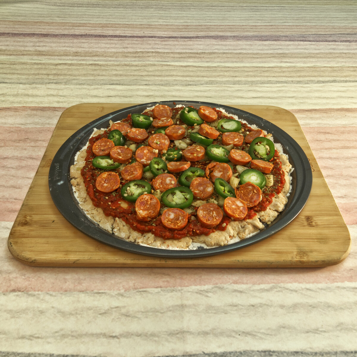 Linguica Jalapeno Garlic Pizza Preparation