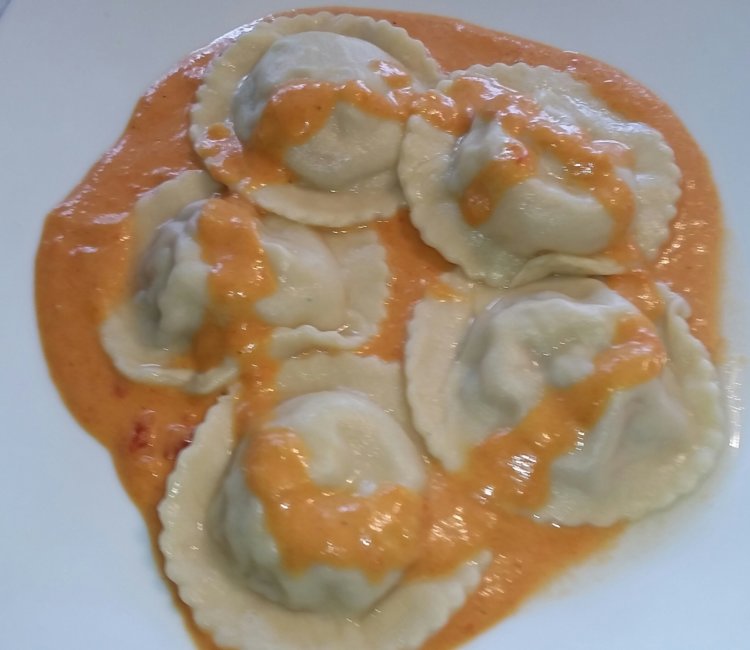 Lobster ravioli plate