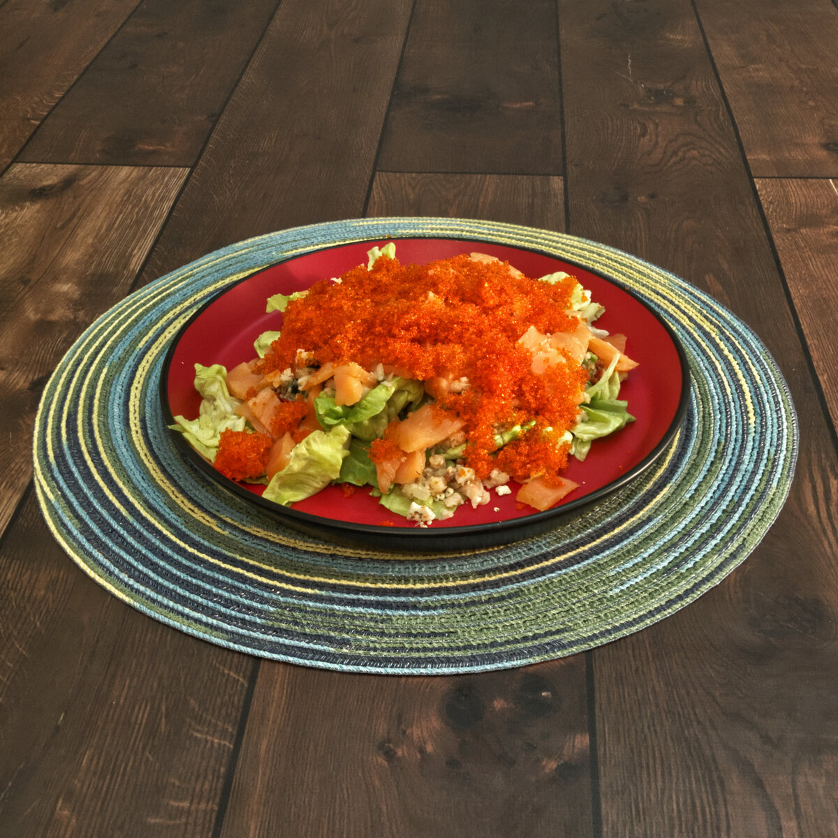 Lox Salad topped with Tobiko (Flying Fish Roe)