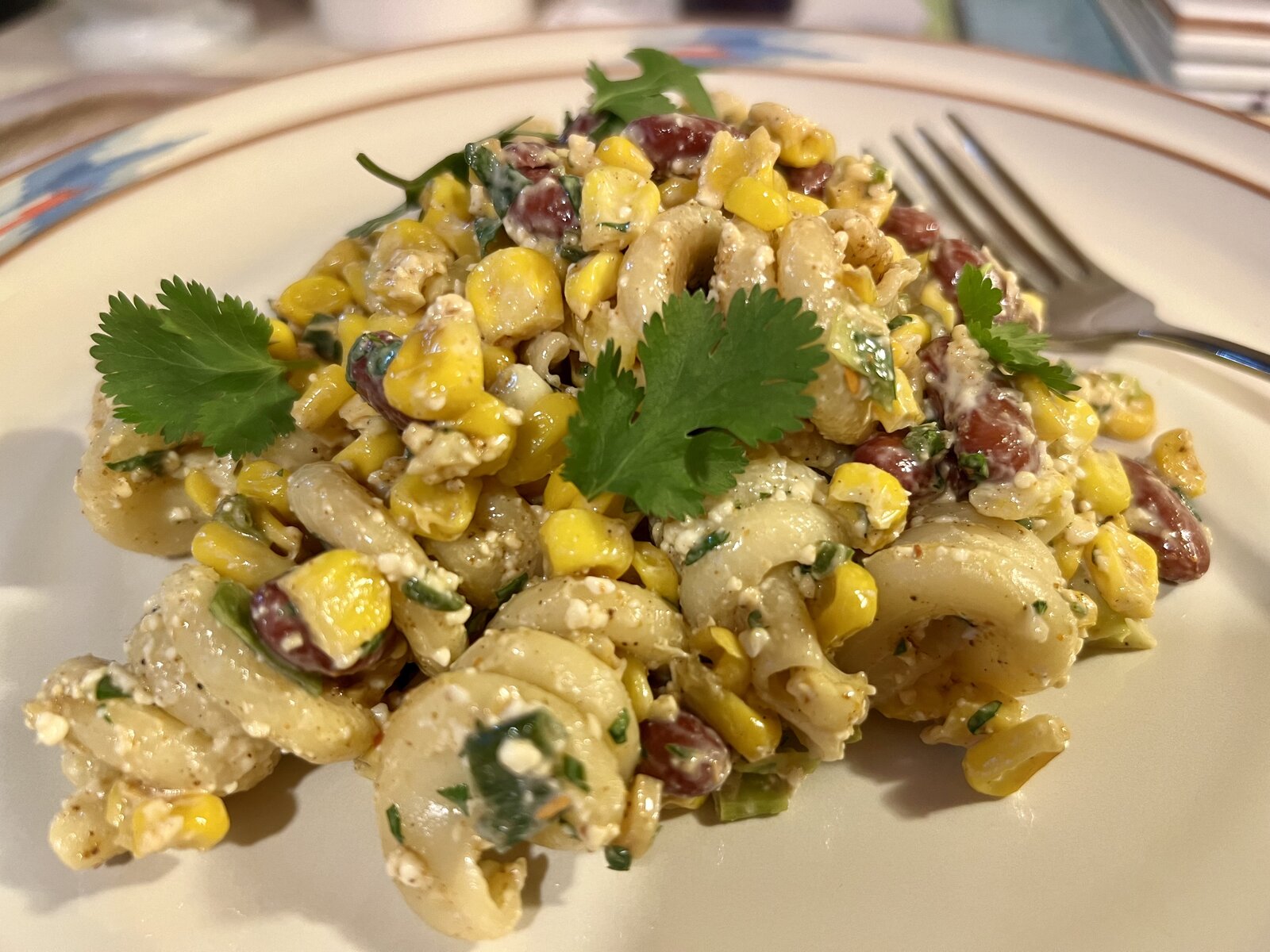 Mexican elote corn pasta salad