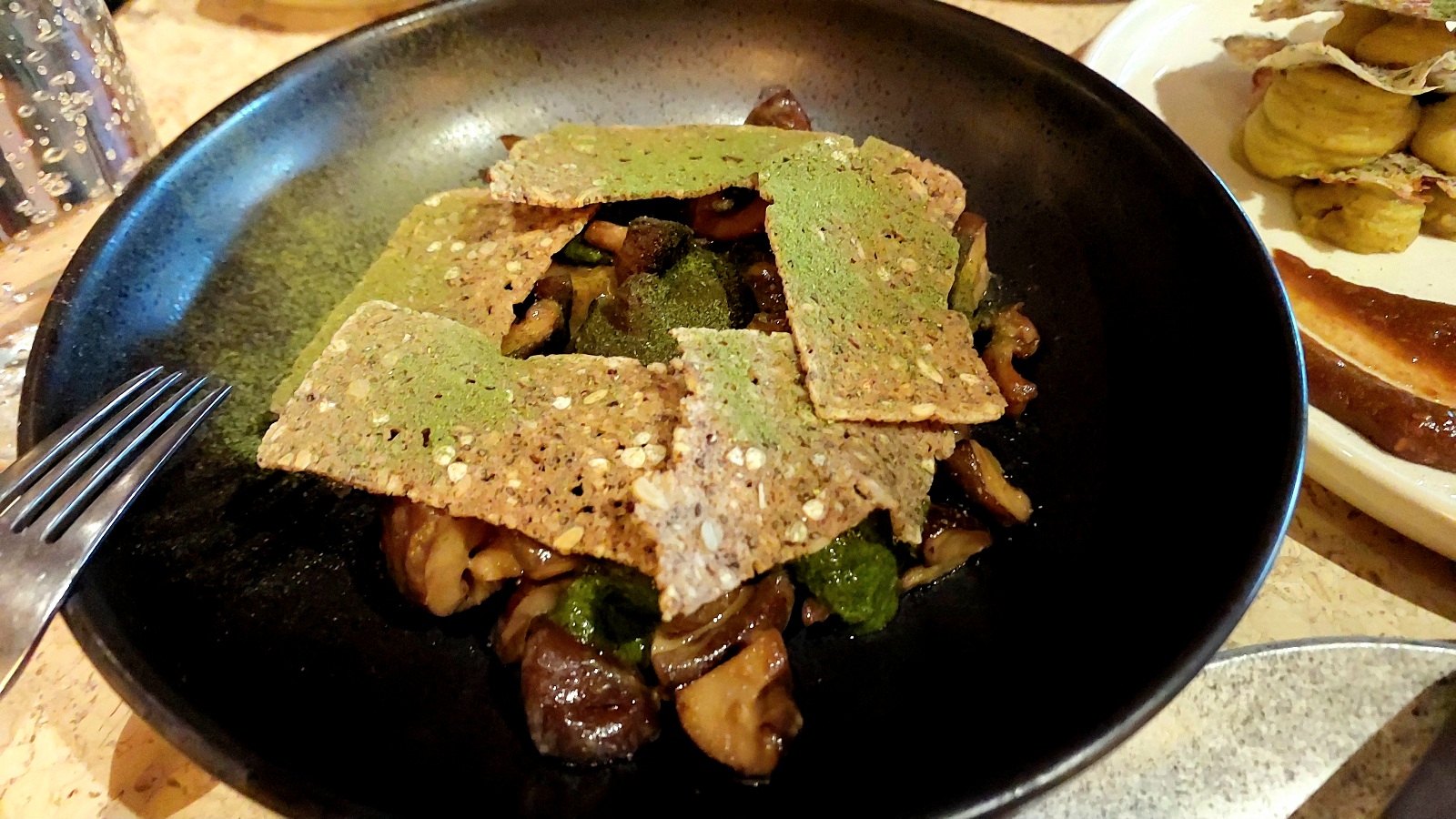 Miso Oyster & Shiitake Mushrooms, Garden Herbs, Wild Mushroom Veloute, Parsley 0il