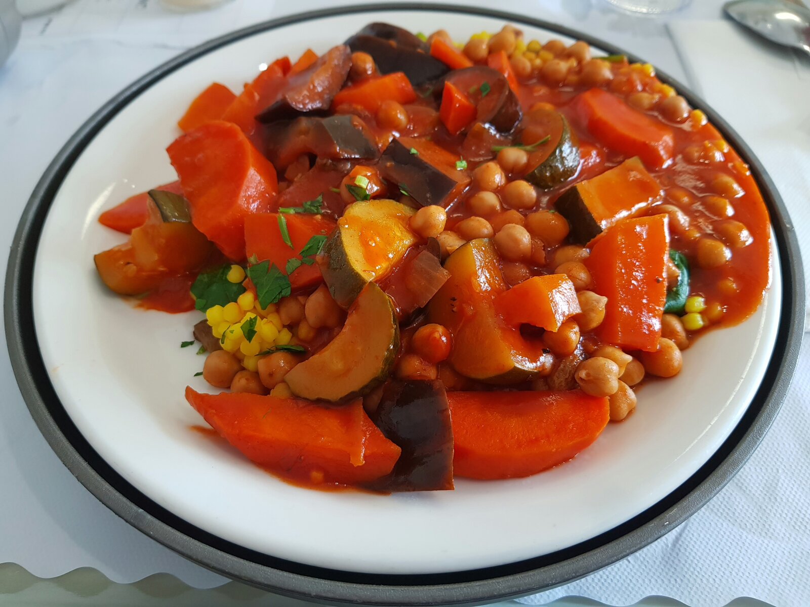 Moroccan vegetable hot pot with Israelian toasted cous cous