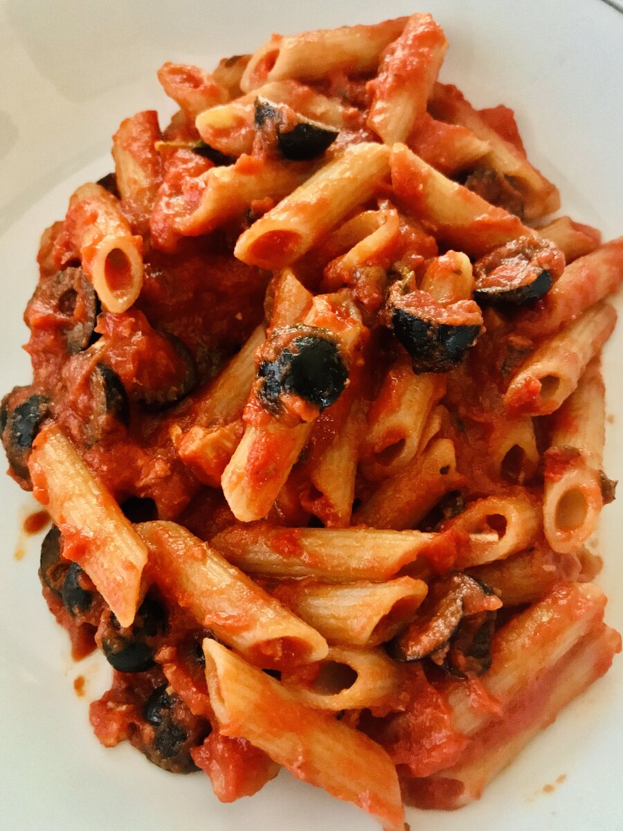 Oat Pasta with swordfish and black olives tomato sauce.jpeg
