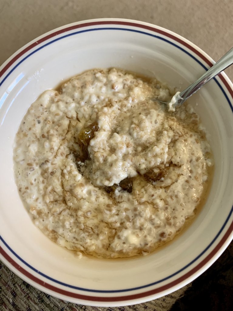 Oatmeal With Raisins, Brown Sugar, And Maple Syrup