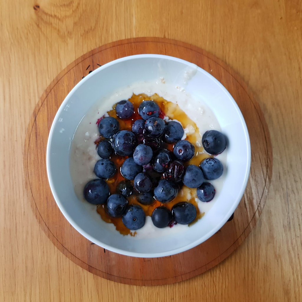 Oats and Soya Yoghurt with Blueberries & Maple Syrup