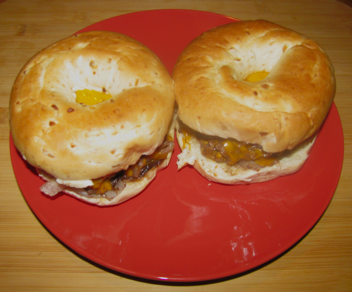 Onion Bagel Cheeseburger