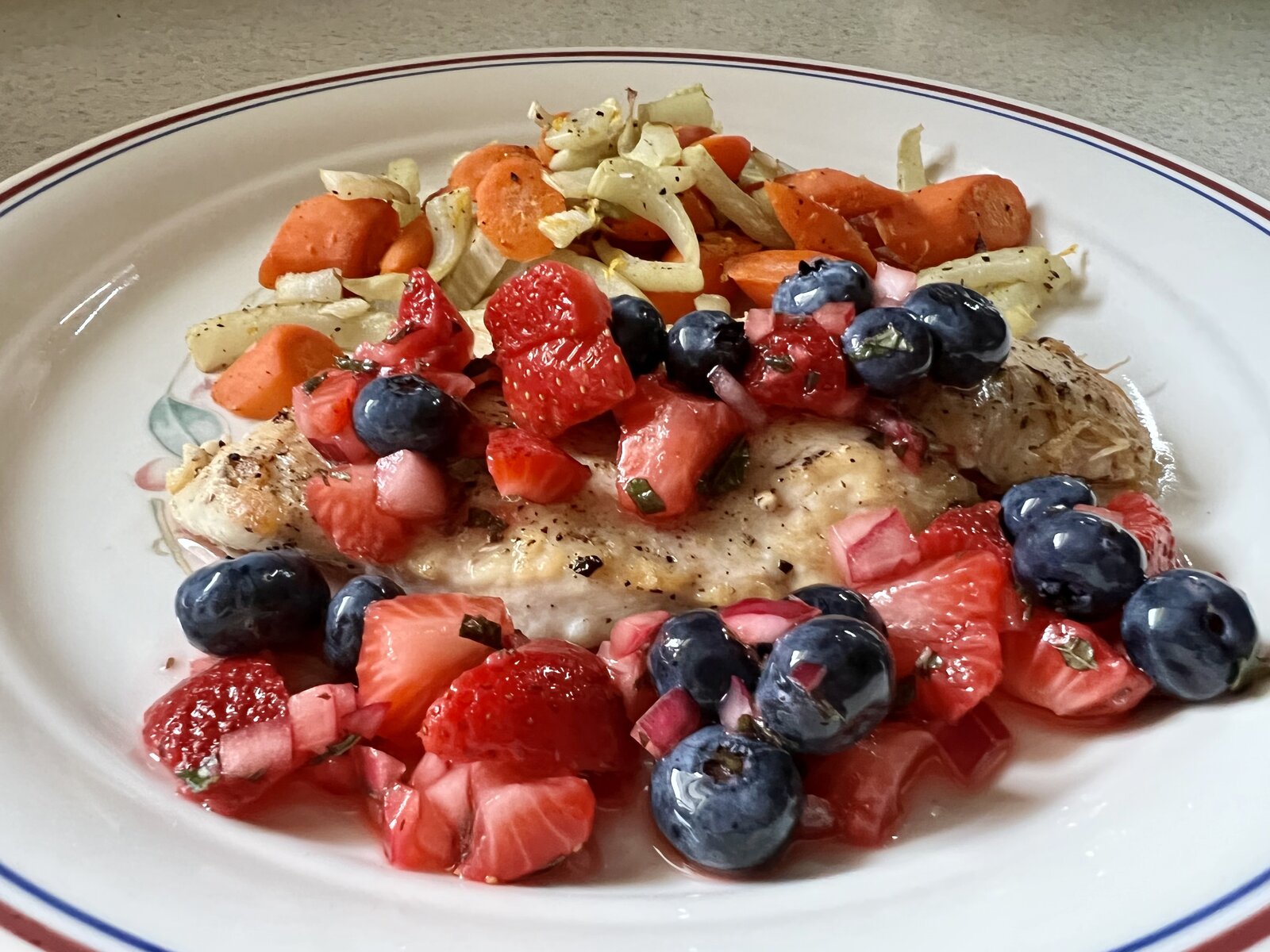 Pan-seared chicken w/ berry-balsamic salsa