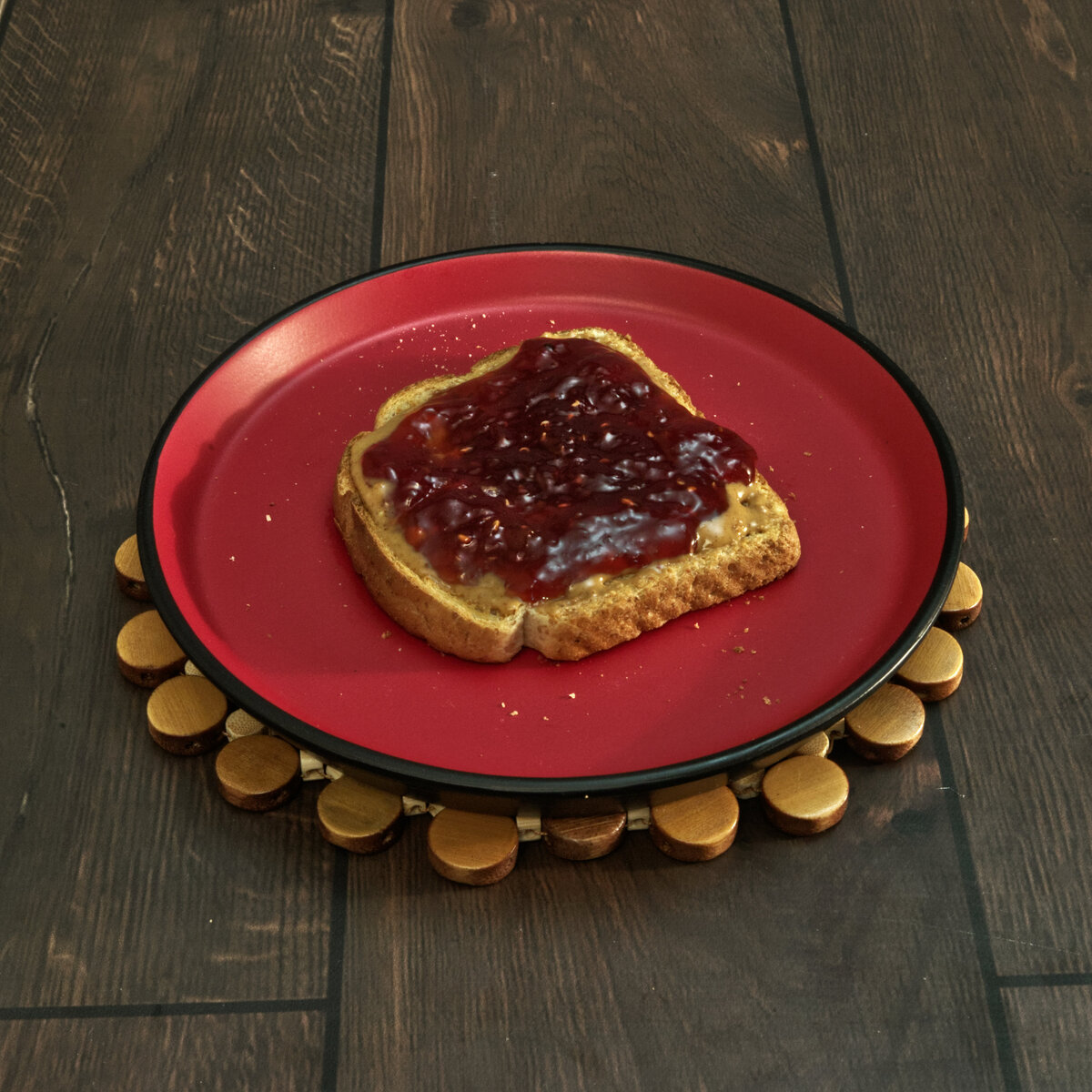 Peanut Butter and Raspberry Preserve Toast