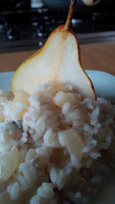 Pears and Gorgonzola risotto