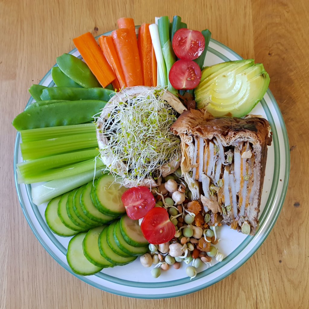 Plated Salad and Indian Potato Pie