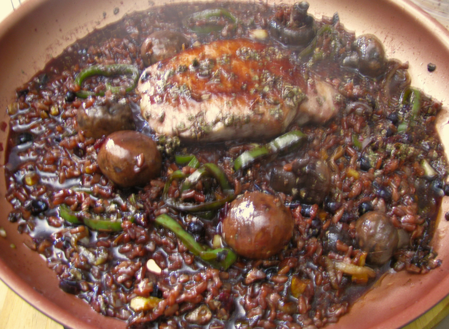 Pork Chop with Red Rice in Currant Wine Sauce