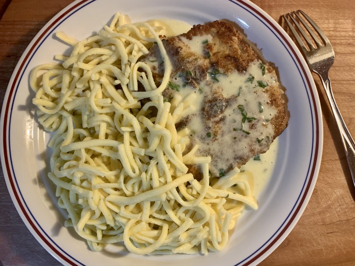 Pork Schnitzel And Spaetzle