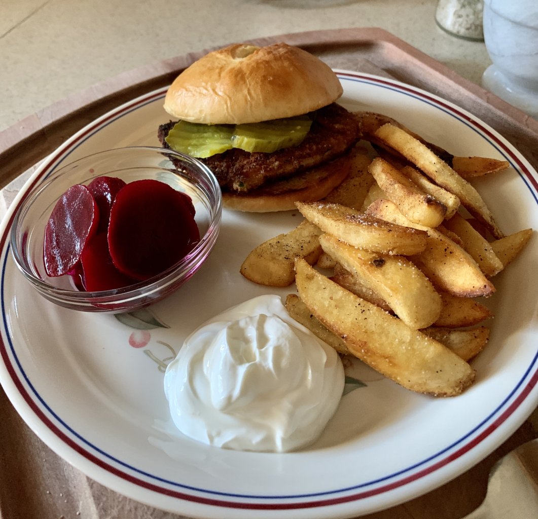 Pork Tenderloin Sandwich, Steak Fries, And Beets