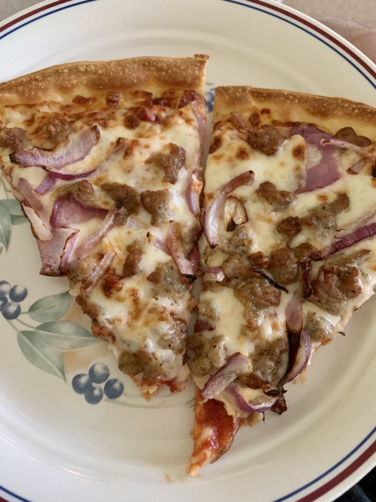 "Pork Topping" & Onion Pizza (Pizza Hut)