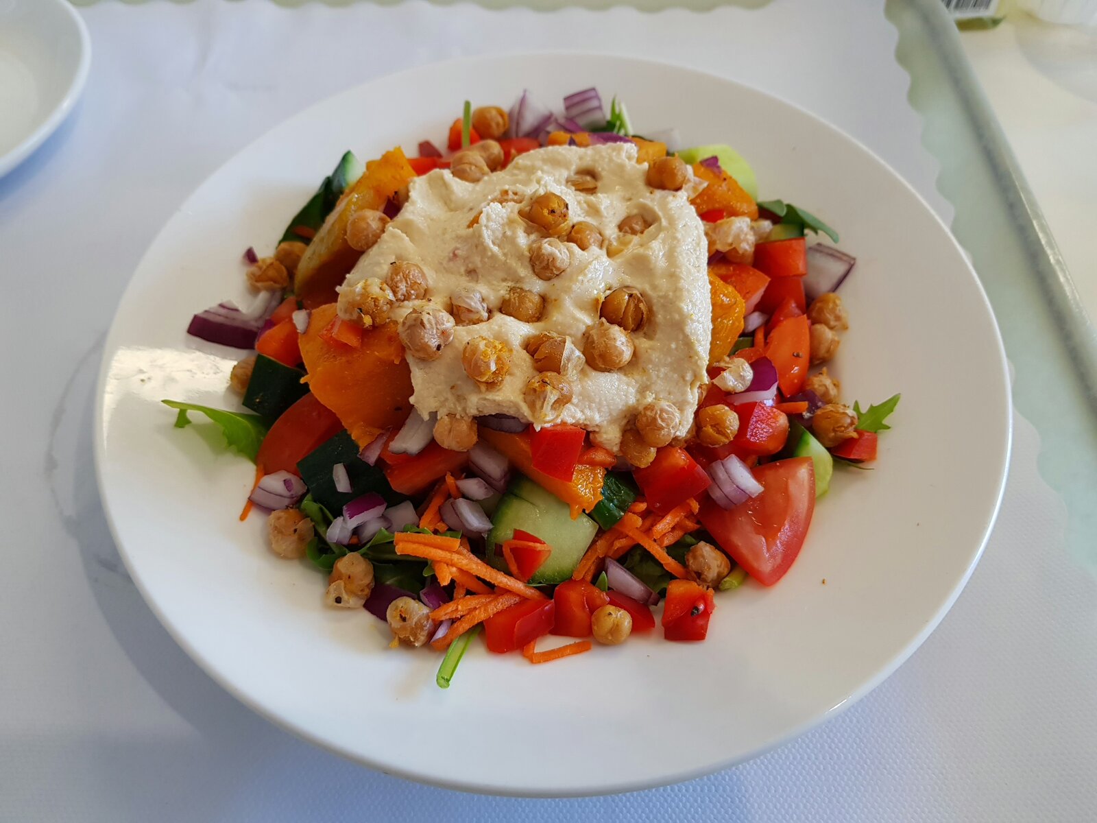 Pre-assembled Moroccan Pumpkin Salad with chickpeas and hummus